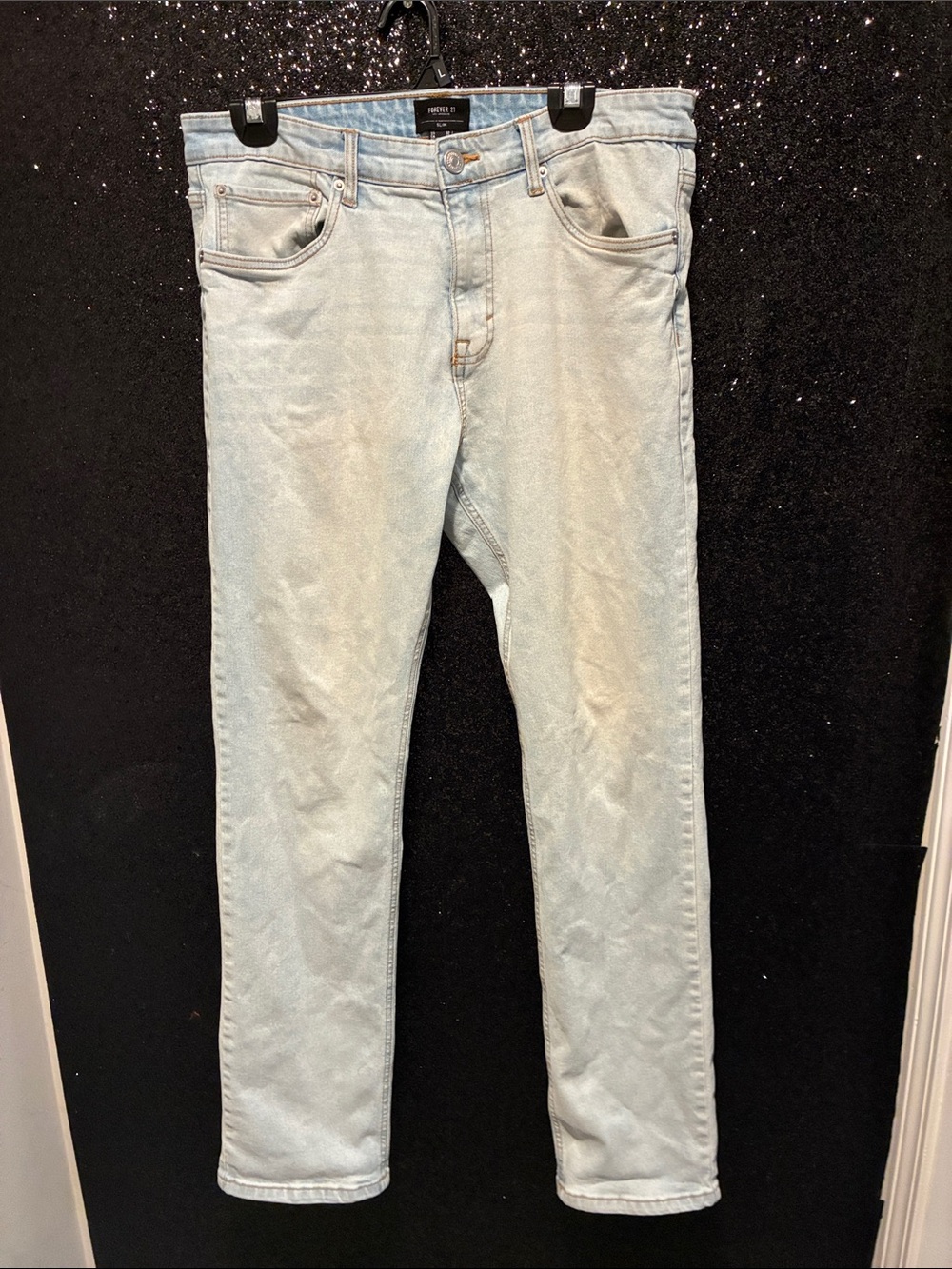 Forever 21 Men's Light Blue Slim-Straight Jeans